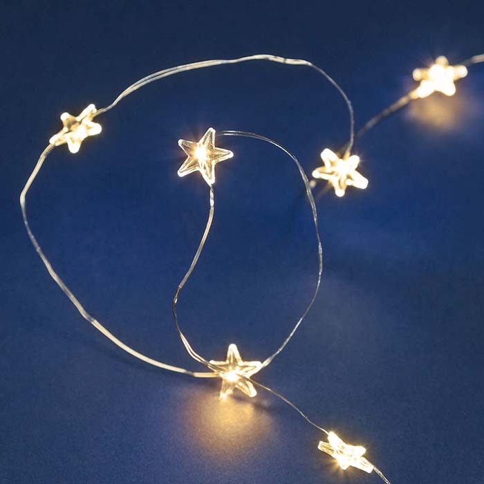 Catena 20 Stelle MicroLED Classic - Bianco 13mm a Batteria 0,3+1,9m COLORE CLASSIC