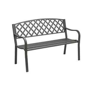 Struttura e seduta in acciaio, schienale in ghisa verniciato a polveri, colore grigio antracite, dimensioni 128x56x85 cm