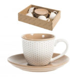 Set 4 tazzine caffè bianco 90 ml con piattino Cinnamon H&H Porcellana