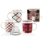 TAZZA TE TISANA CERAMICA SCOTTISH CON COPERCHIO E FILTRO 400 CC