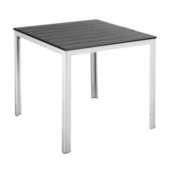 Tavolo quadrato acciaio bianco e poliwood grigio Stintino 78x78x74 cm