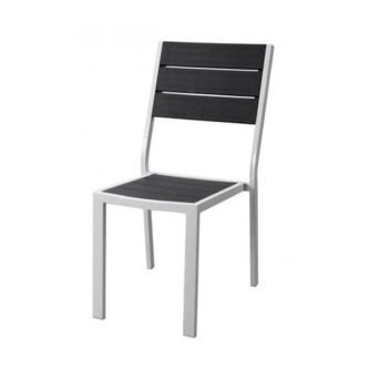 Sedia senza braccioli acciaio bianco e poliwood grigio Stintino 57x45x88 cm