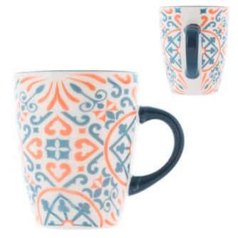 Tazza Mug Capri H&H stoneware decoro arancio grigio cc 340