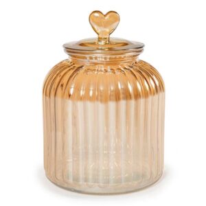 Biscottiera vetro ambrato coperchio inserto forma cuore cc 3700 H&H