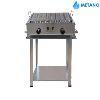 Barbecue Gas Inox 2 Fuochi inserto Caminetti con Kit Ruote Bep Metano