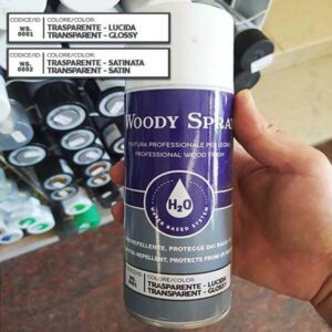 Finitura per legno Woody Spray 400 ml poliuretanico ad acqua