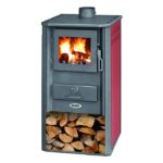 Stufa a legna acciaio Blinky Atene S porta vetro Rosso 7,2 KW