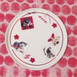 Piatto torta Porcellana decoro Cani Natale 30 cm Home