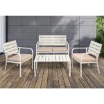 Set mobili Aulite 2 poltrone panca e tavolo con cuscini Papillon