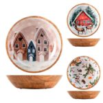 Coppa in legno decorata cm 30 decori assortiti H&H
