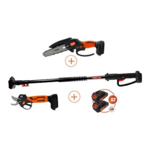 Kit potatura cesoia sega asta 2 batterie caricabatteria Altuna 21V