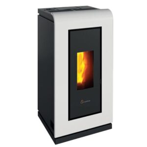 Stufa a Pellet 12,6 KW KING 14 canalizzabile Termovana bianco