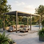 Pergola Bioclimatica alluminio grigio scuro m 7,8x4x2,5h