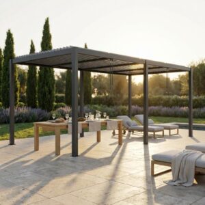 Pergola Bioclimatica alluminio grigio scuro m 5,8x3x2,5h
