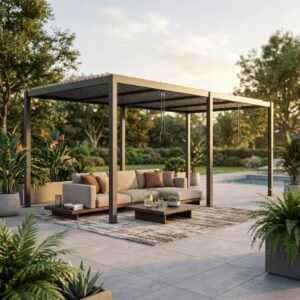 Pergola Bioclimatica alluminio grigio scuro m 7,8x4x2,5h