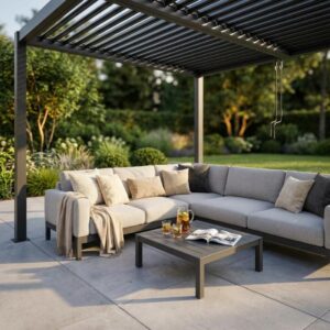 Pergola Bioclimatica alluminio grigio scuro m 4x4x2,5h