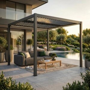 Pergola Bioclimatica alluminio grigio scuro m 3x3x2,5h