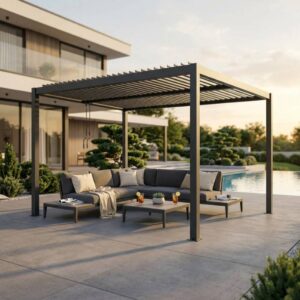 Pergola Bioclimatica alluminio grigio scuro m 3x4x2,5h