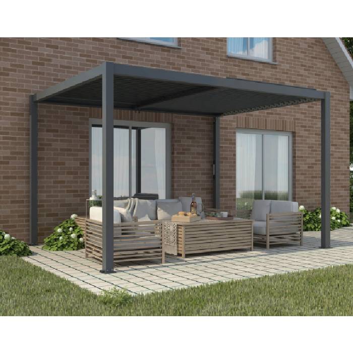 Pergola Bioclimatica alluminio grigio scuro m 3x4x2,5h