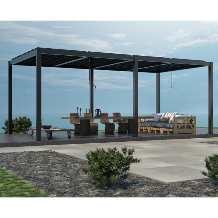 Pergola Bioclimatica alluminio grigio scuro m 7,8x4x2,5h