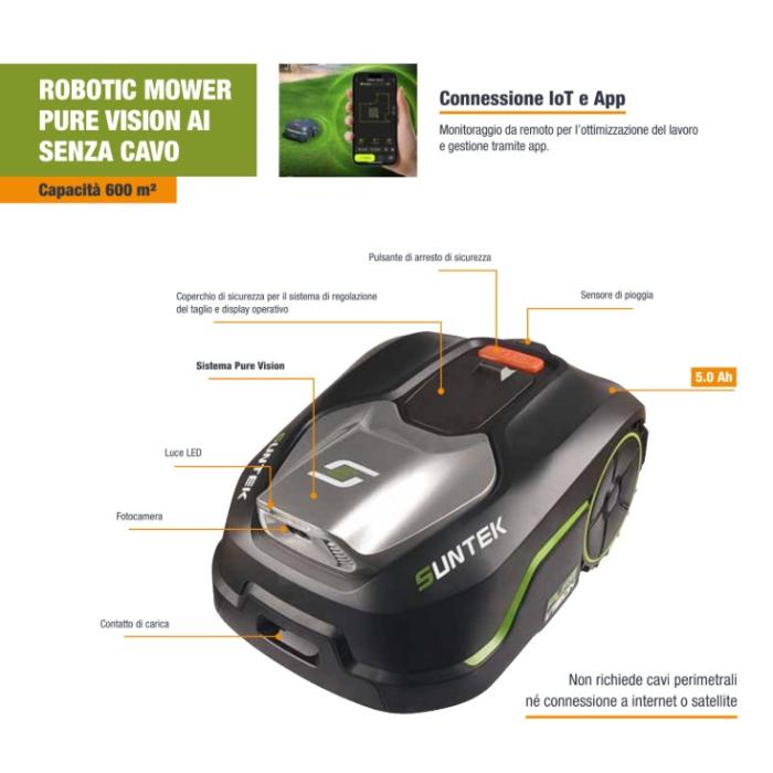 Robot tagliaerba wireless Pure Vision 600mq Suntek
