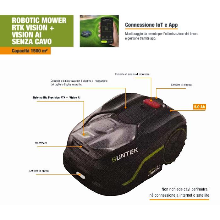 Robot tagliaerba wireless RTK Vision 1500mq Suntek