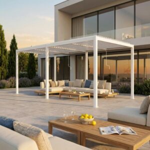 Pergola Bioclimatica alluminio bianco m 5,8x3x2,5h