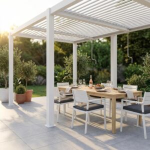 Pergola Bioclimatica alluminio bianco m 7,8x4x2,5h