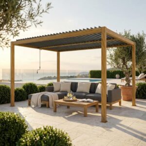Pergola Bioclimatica alluminio effetto legno m 3x4x2,5h
