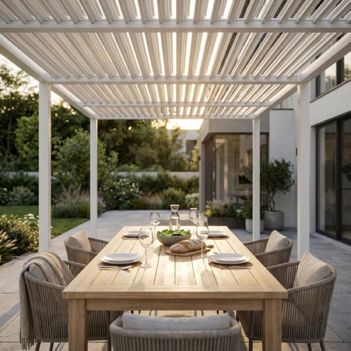 Pergola Bioclimatica alluminio bianco m 7,8x4x2,5h