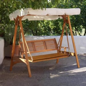 Dondolo 3 posti legno acacia copertura poliestere